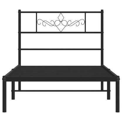 Estrutura de cama com cabeceira 90x200 cm metal preto