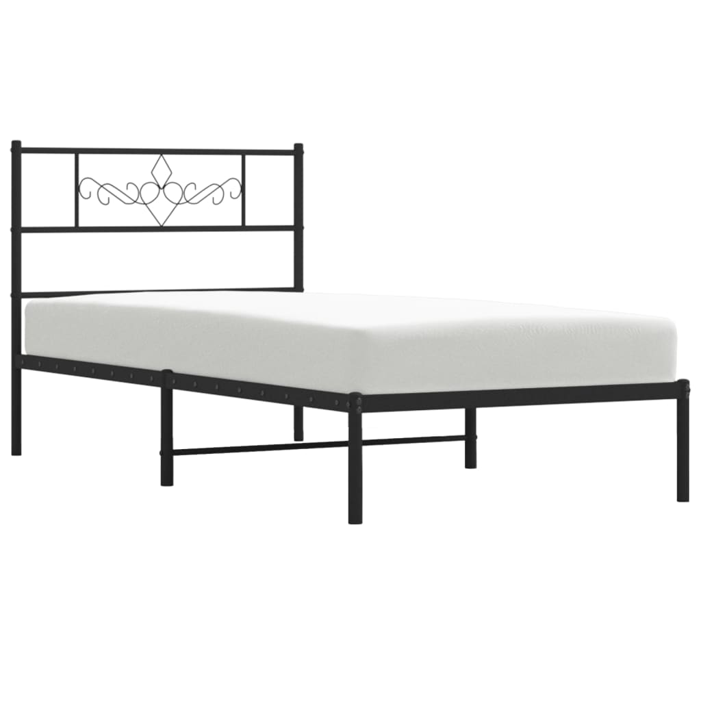 Estrutura de cama com cabeceira 100x200 cm metal preto