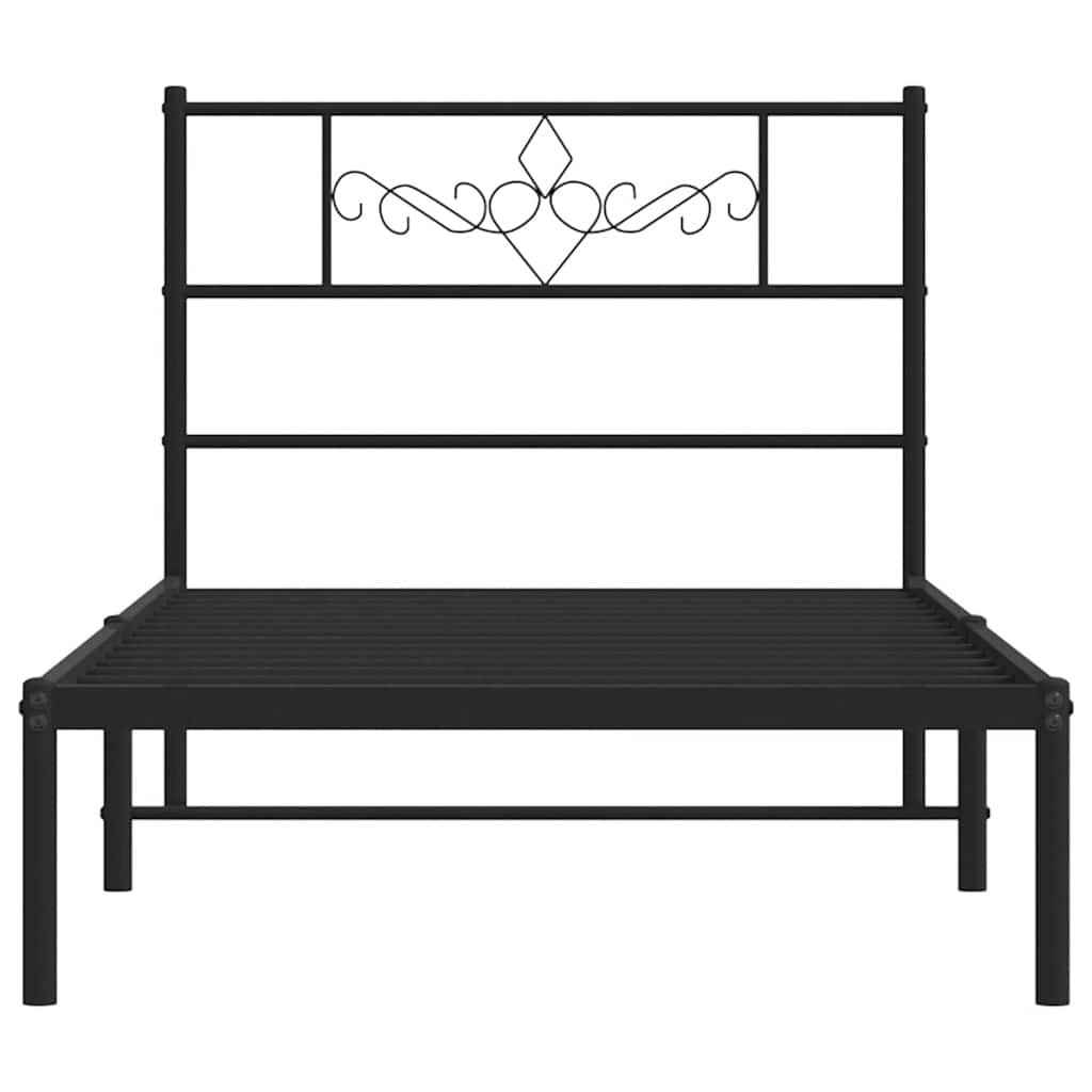 Estrutura de cama com cabeceira 100x200 cm metal preto