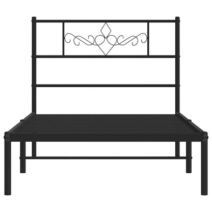 Estrutura de cama com cabeceira 100x200 cm metal preto