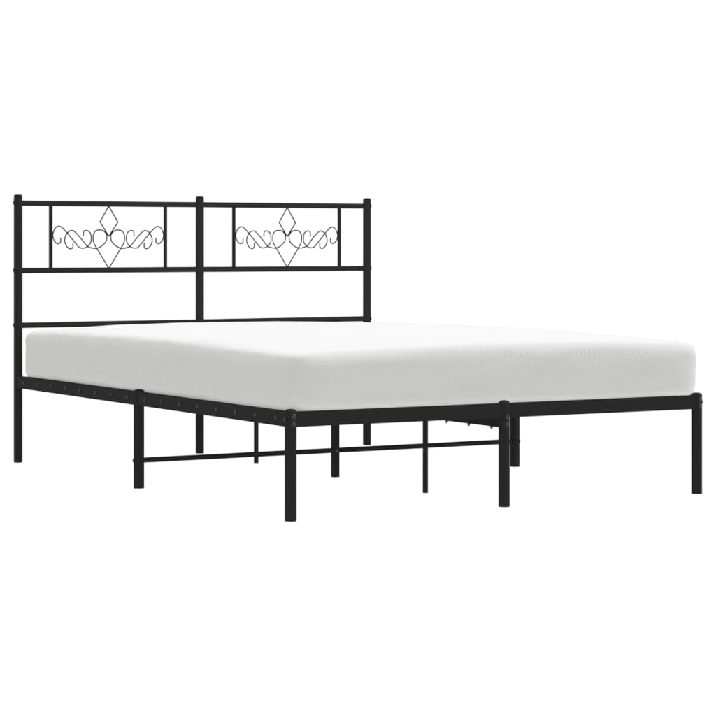 Estrutura de cama em metal com cabeceira 150x200 cm preto