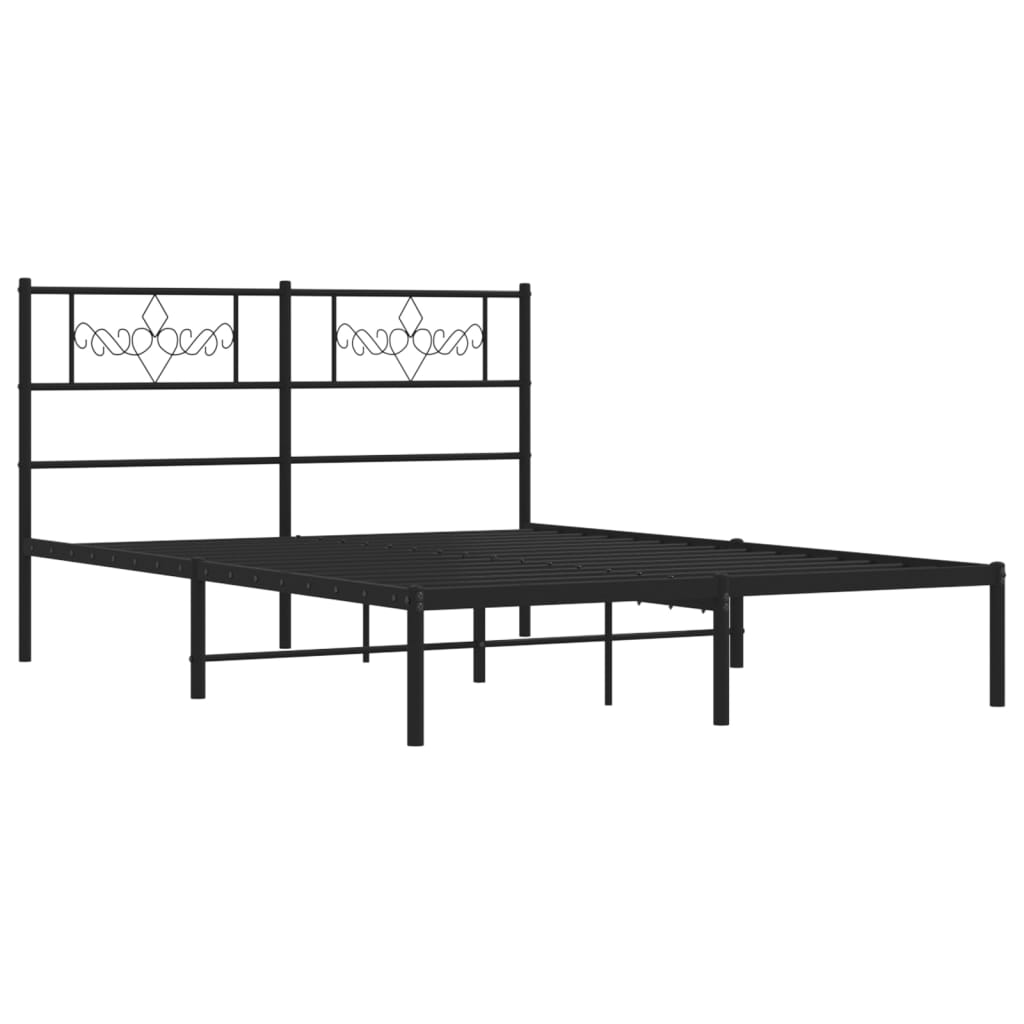 Estrutura de cama em metal com cabeceira 150x200 cm preto