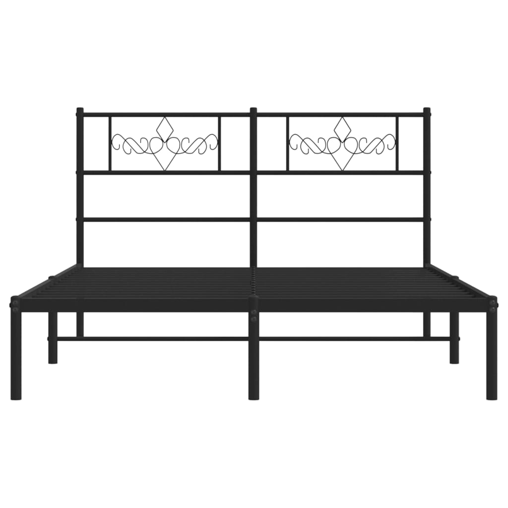 Estrutura de cama em metal com cabeceira 150x200 cm preto