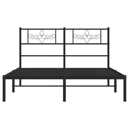 Estrutura de cama em metal com cabeceira 150x200 cm preto