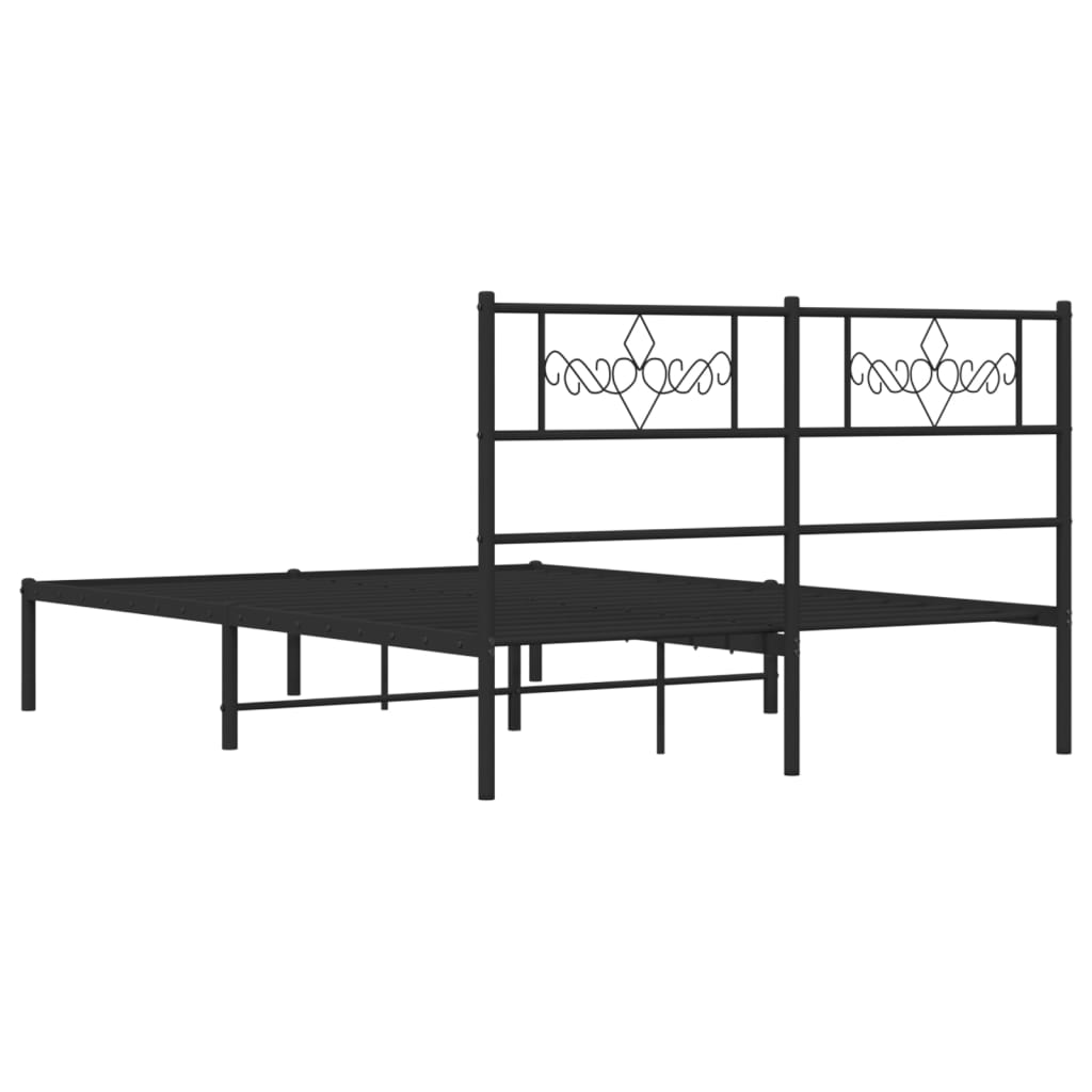 Estrutura de cama em metal com cabeceira 150x200 cm preto