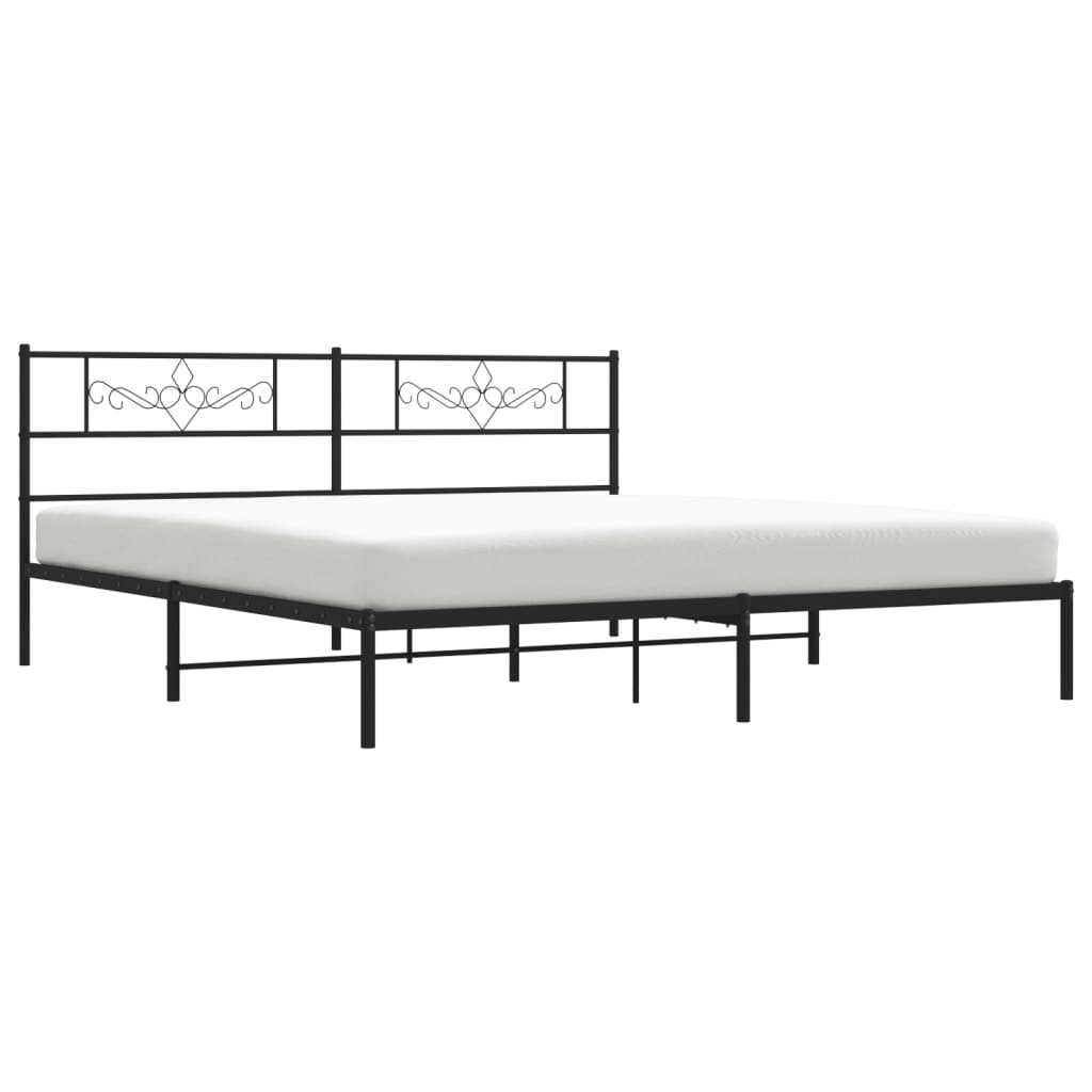 Estrutura de cama com cabeceira 183x213 cm metal preto