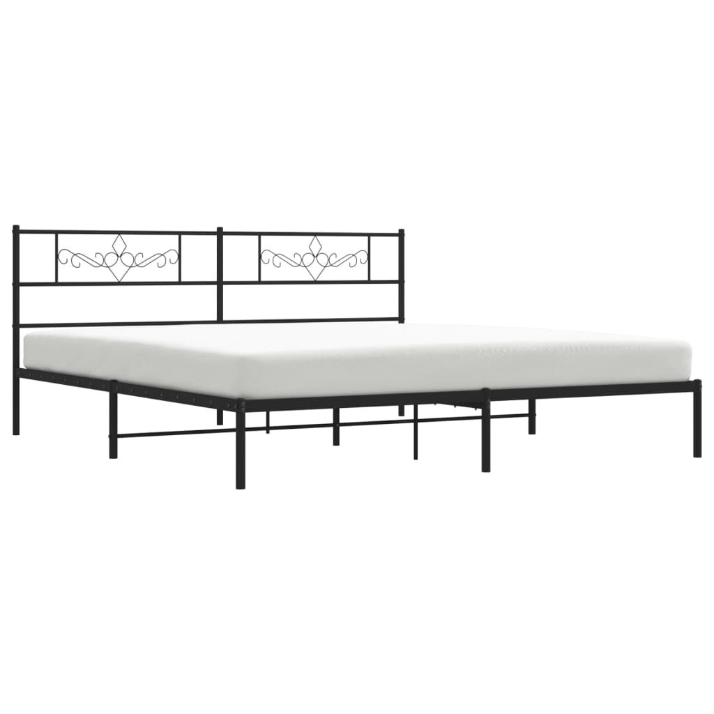 Estrutura de cama com cabeceira 193x203 cm metal preto