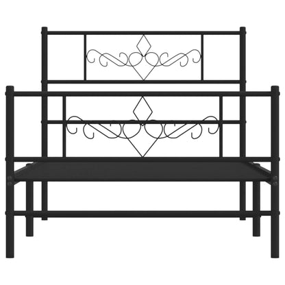 Estrutura de cama com cabeceira e pés 75x190 cm metal preto