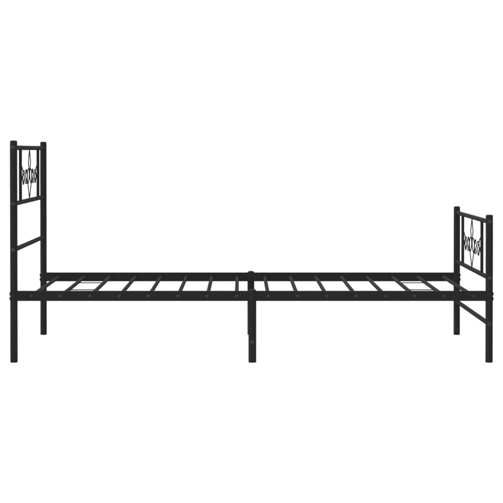 Estrutura de cama com cabeceira e pés 75x190 cm metal preto