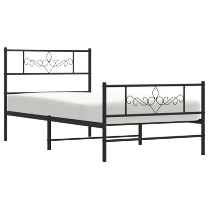 Estrutura de cama com cabeceira e pés 80x200 cm metal preto