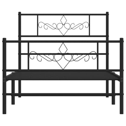 Estrutura de cama com cabeceira e pés 80x200 cm metal preto