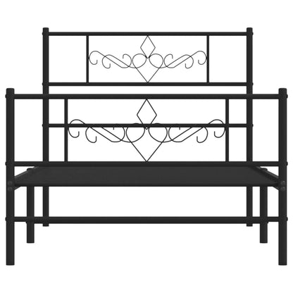 Estrutura de cama com cabeceira e pés 90x200 cm metal preto