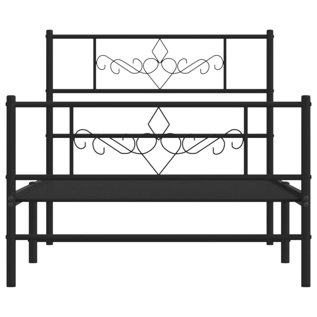 Estrutura de cama com cabeceira e pés 100x200 cm metal preto