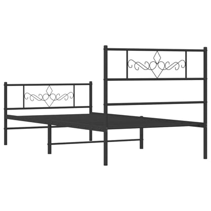 Estrutura de cama com cabeceira e pés 100x200 cm metal preto