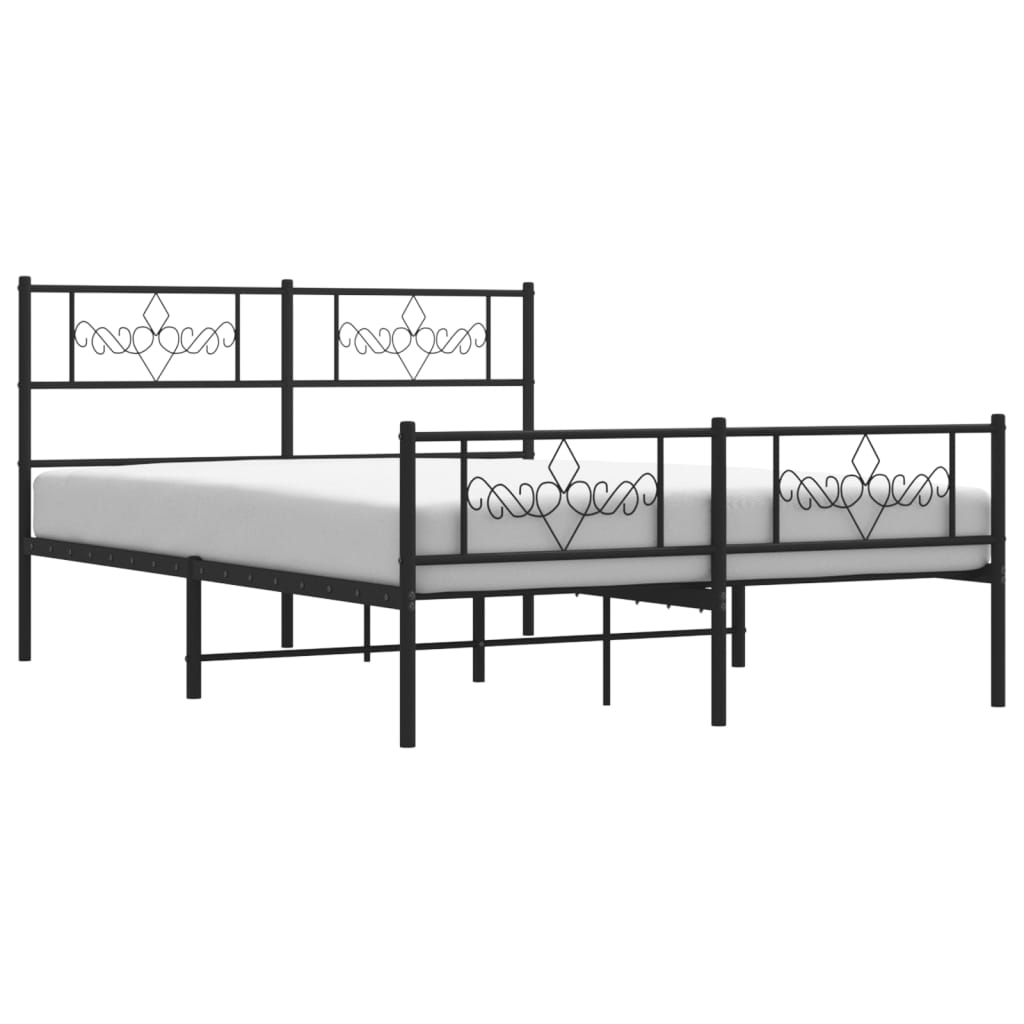 Estrutura de cama com cabeceira e pés 120x190 cm metal preto