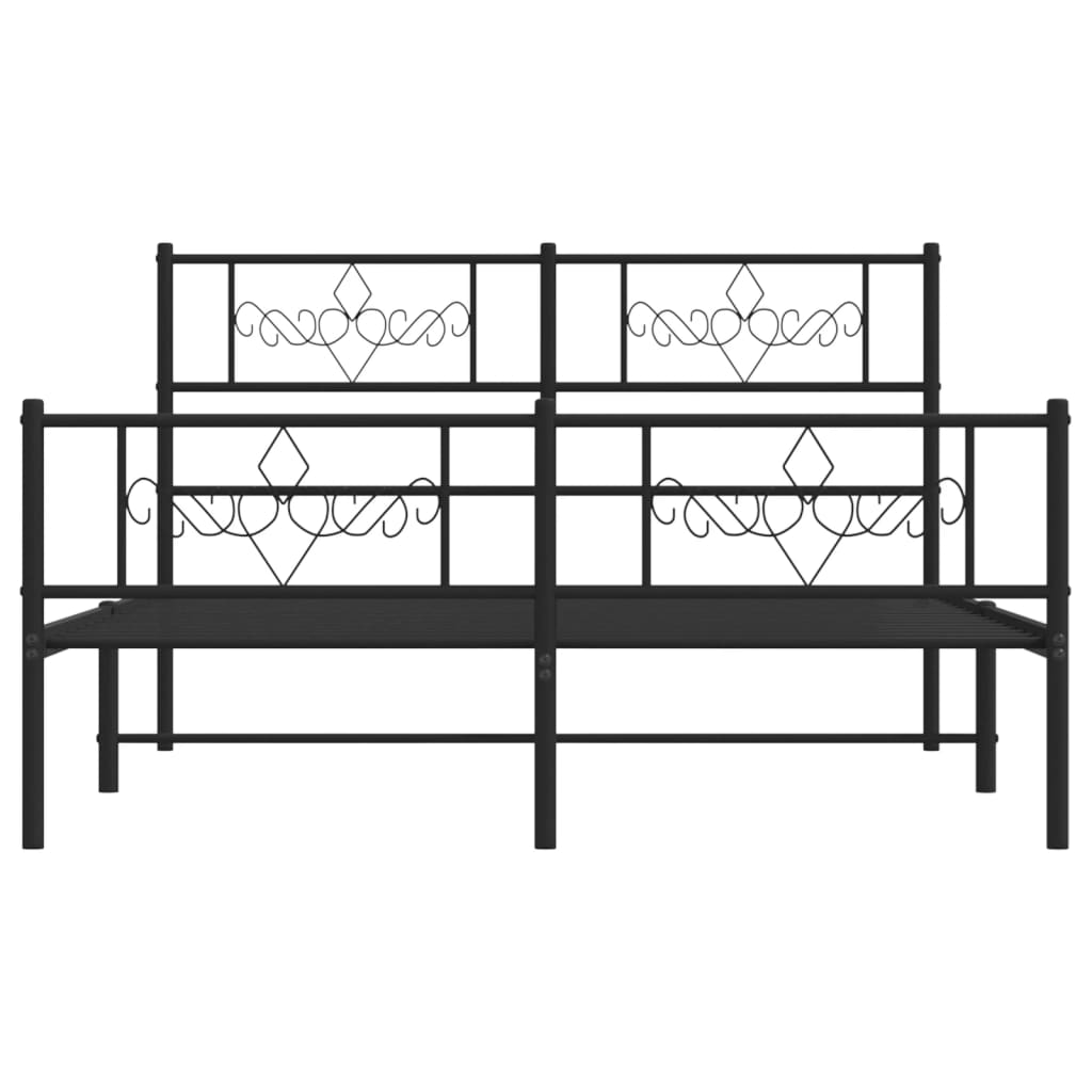 Estrutura de cama com cabeceira e pés 120x190 cm metal preto