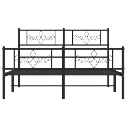 Estrutura de cama com cabeceira e pés 120x190 cm metal preto