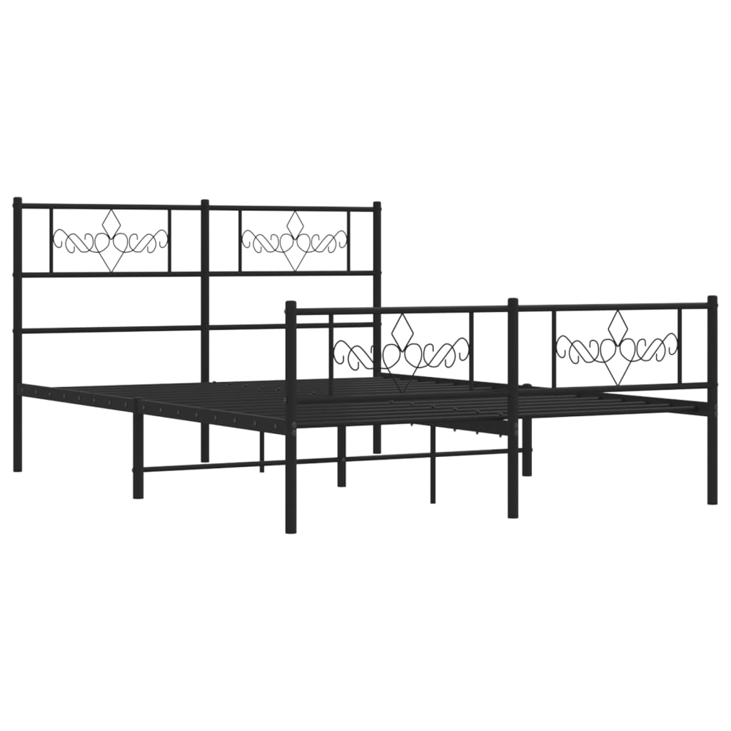 Estrutura de cama com cabeceira e pés 120x190 cm metal preto