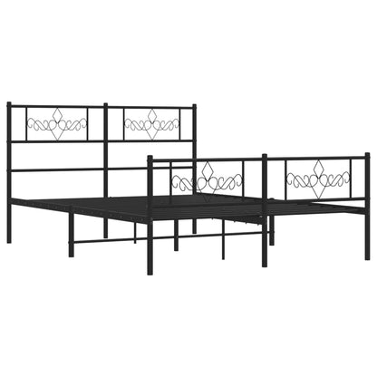 Estrutura de cama com cabeceira e pés 120x190 cm metal preto