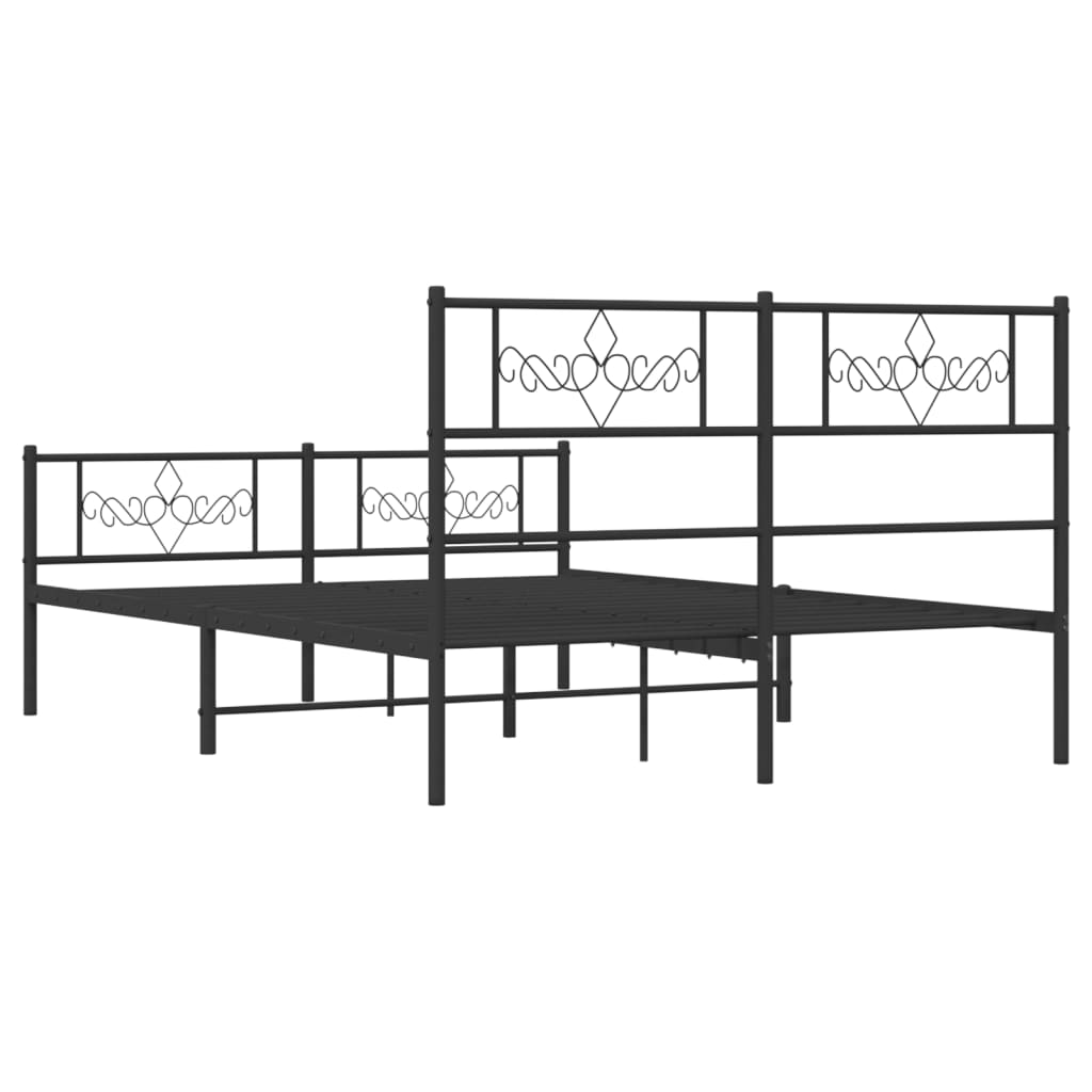 Estrutura de cama com cabeceira e pés 120x190 cm metal preto