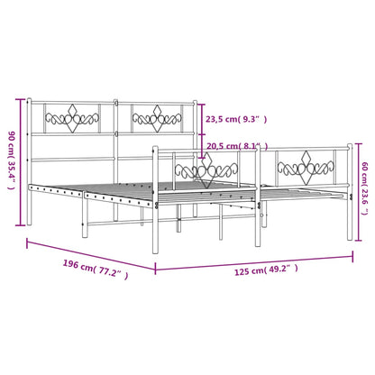 Estrutura de cama com cabeceira e pés 120x190 cm metal preto