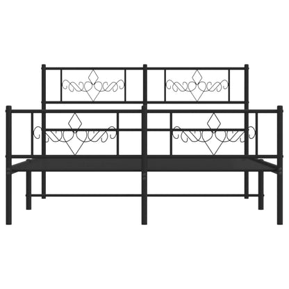 Estrutura de cama com cabeceira e pés 140x200 cm metal preto