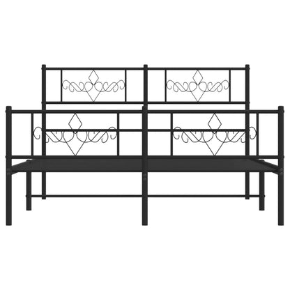 Estrutura de cama com cabeceira e pés 160x200 cm metal preto