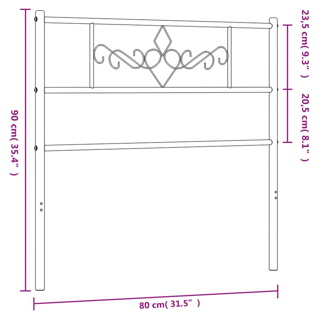 Cabeceira de cama 75 cm metal preto