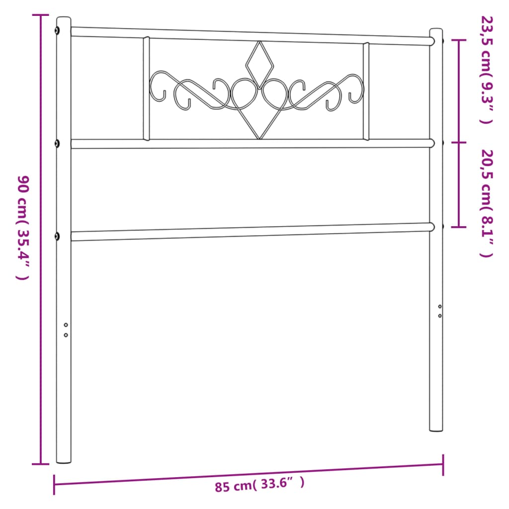 Cabeceira de cama 80 cm metal preto