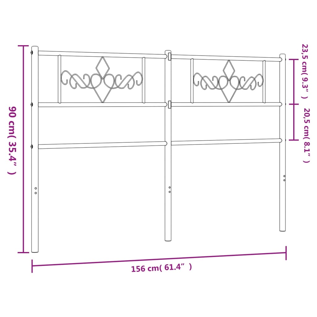 Cabeceira de cama 150 cm metal preto