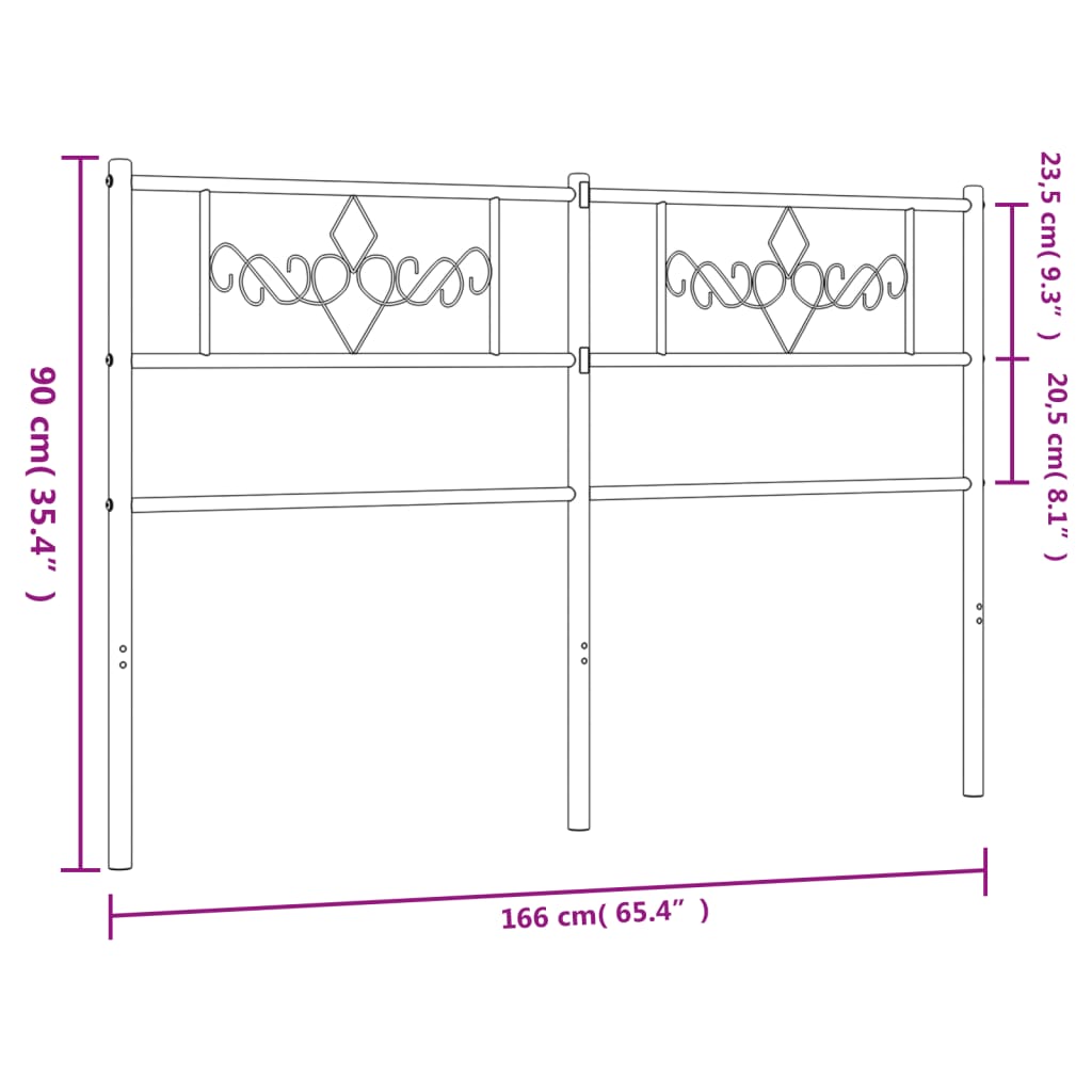 Cabeceira de cama 160 cm metal preto