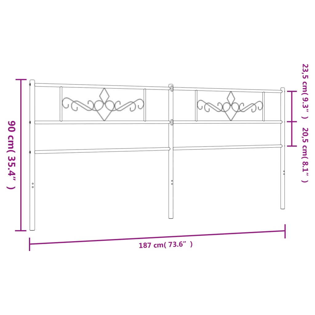 Cabeceira de cama 180 cm metal preto