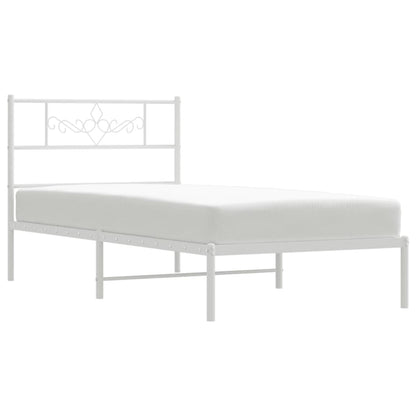 Estrutura de cama com cabeceira 75x190 cm metal branco