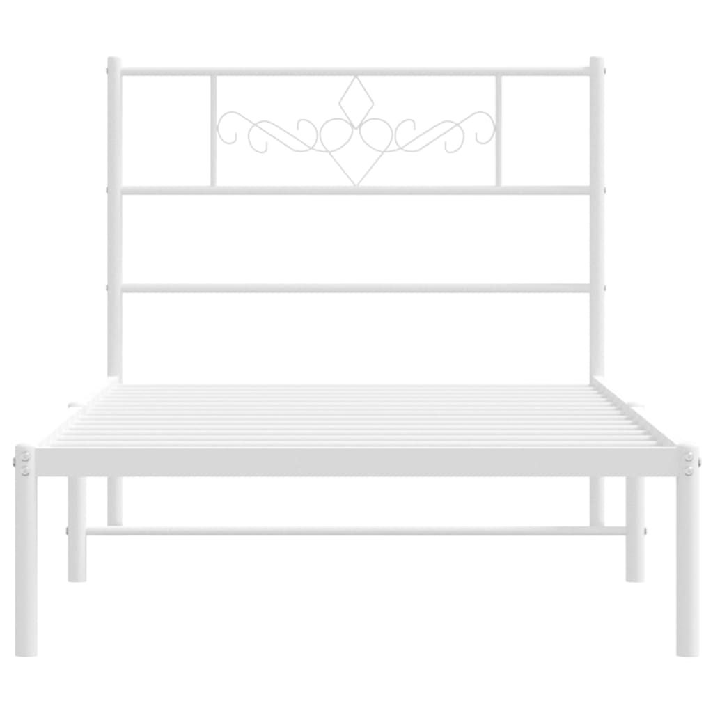 Estrutura de cama com cabeceira 75x190 cm metal branco