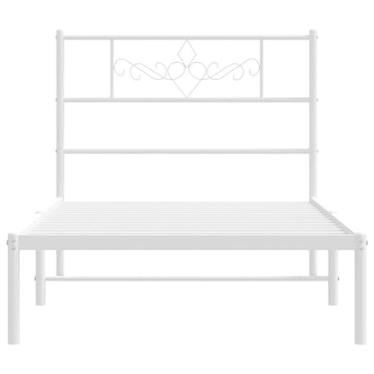 Estrutura de cama com cabeceira 75x190 cm metal branco