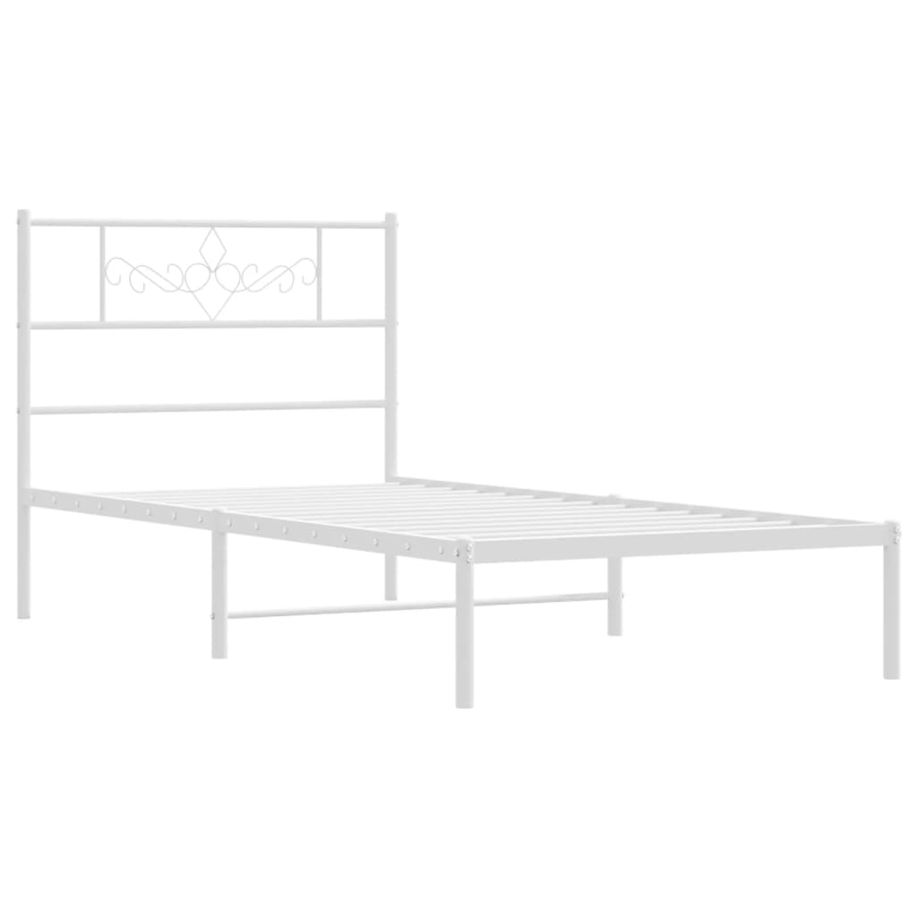 Estrutura de cama com cabeceira 75x190 cm metal branco