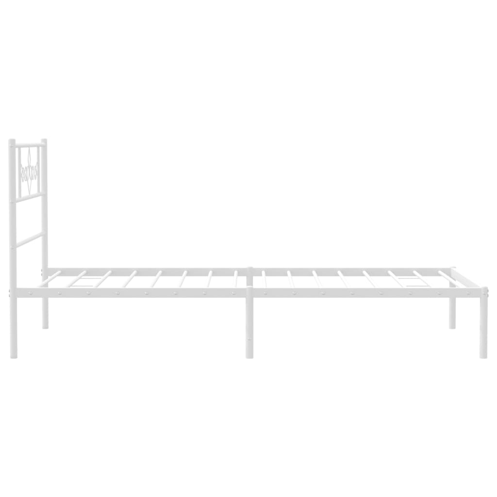 Estrutura de cama com cabeceira 75x190 cm metal branco