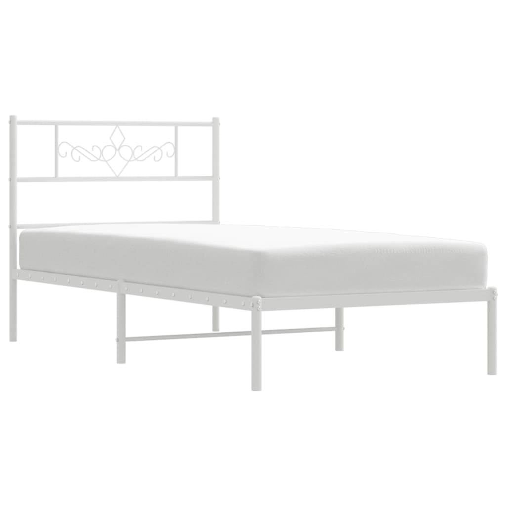 Estrutura de cama com cabeceira 90x190 cm metal branco