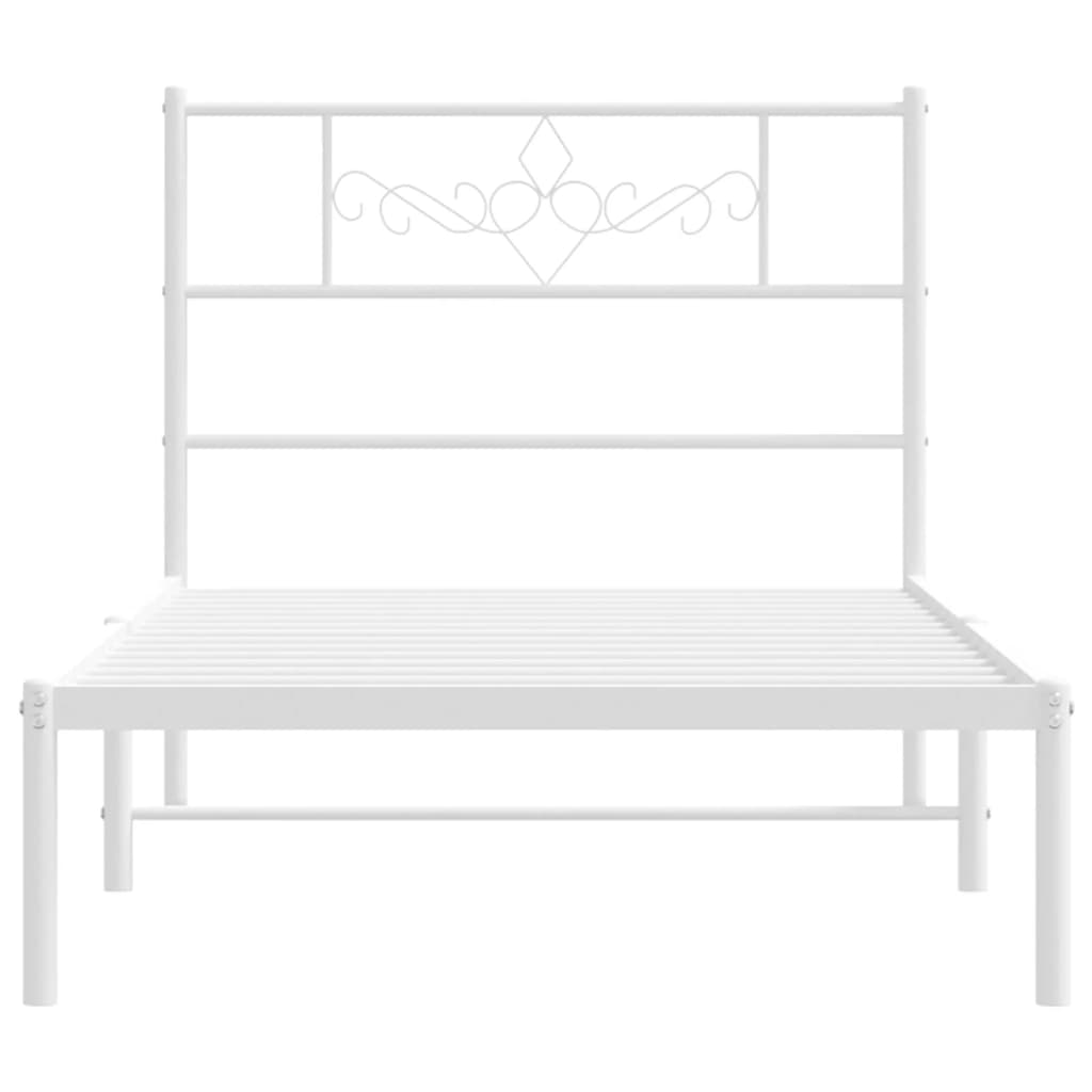 Estrutura de cama com cabeceira 90x190 cm metal branco