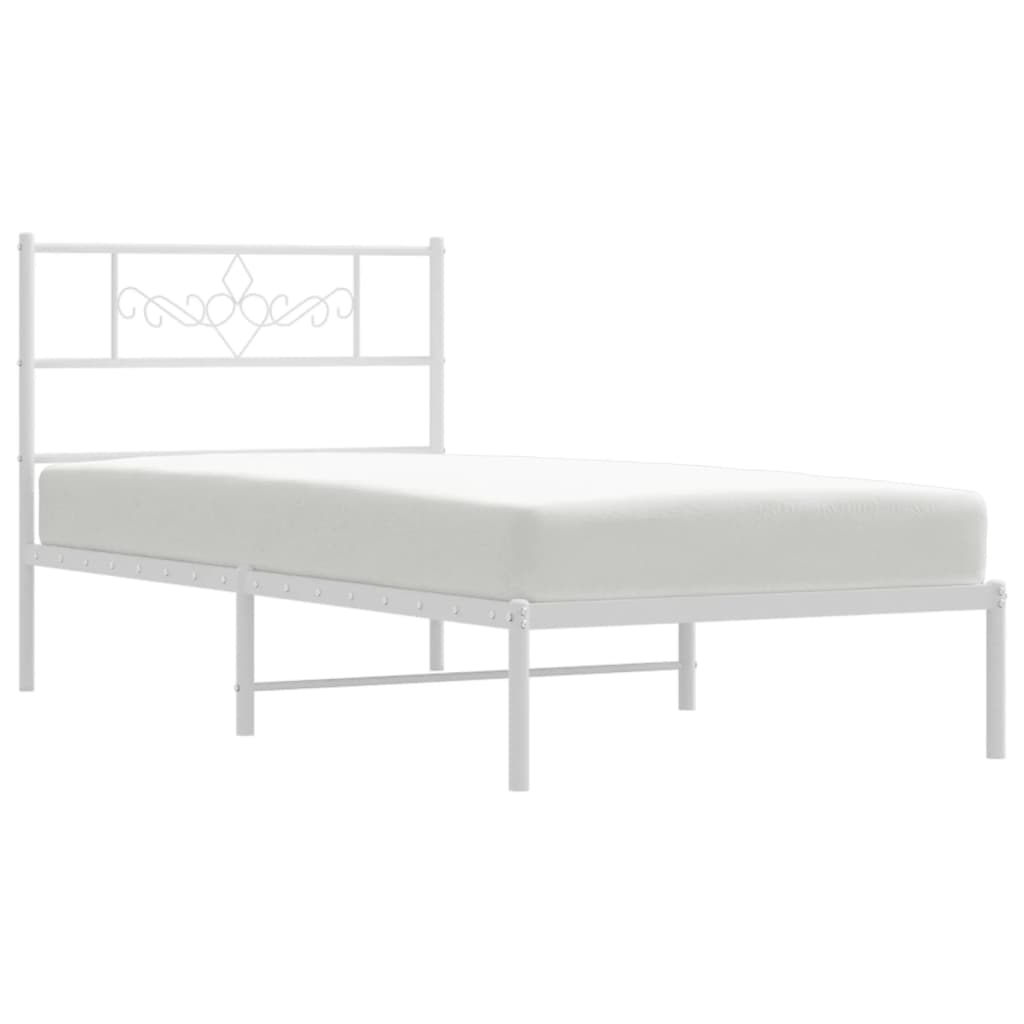 Estrutura de cama com cabeceira 90x200 cm metal branco