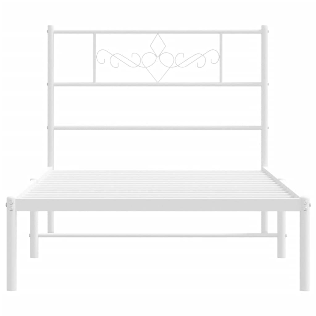 Estrutura de cama em metal com cabeceira 107x203 cm branco