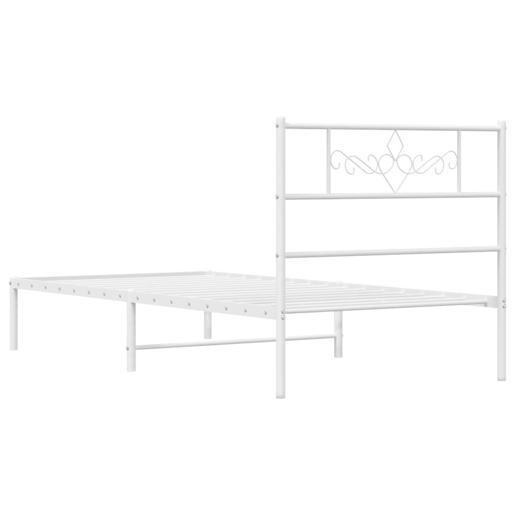 Estrutura de cama em metal com cabeceira 107x203 cm branco