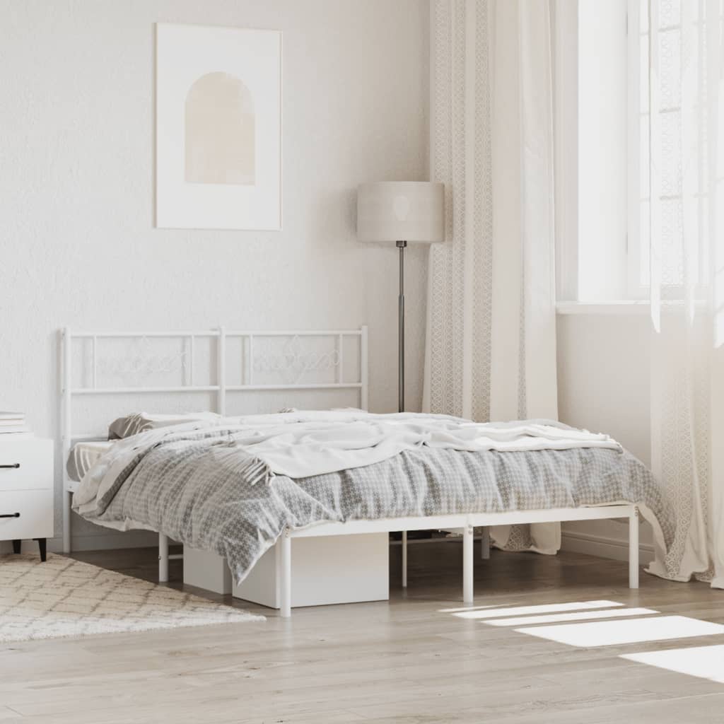 Estrutura de cama com cabeceira 120x190 cm metal branco