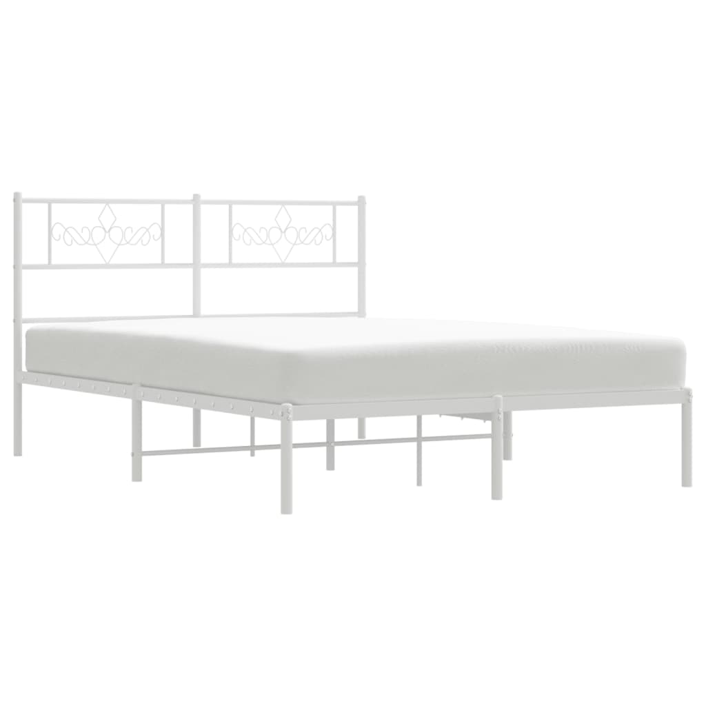 Estrutura de cama com cabeceira 140x190 cm metal branco