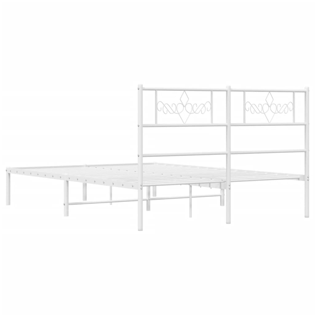 Estrutura de cama com cabeceira 140x190 cm metal branco