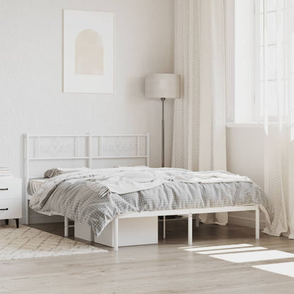 Estrutura de cama com cabeceira 140x190 cm metal branco