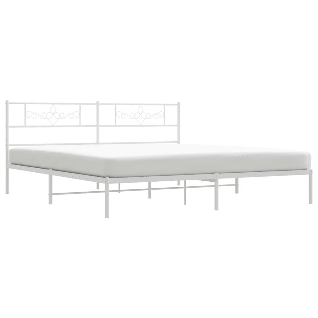 Estrutura de cama com cabeceira 193x203 cm metal branco