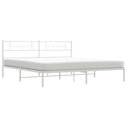 Estrutura de cama com cabeceira 193x203 cm metal branco