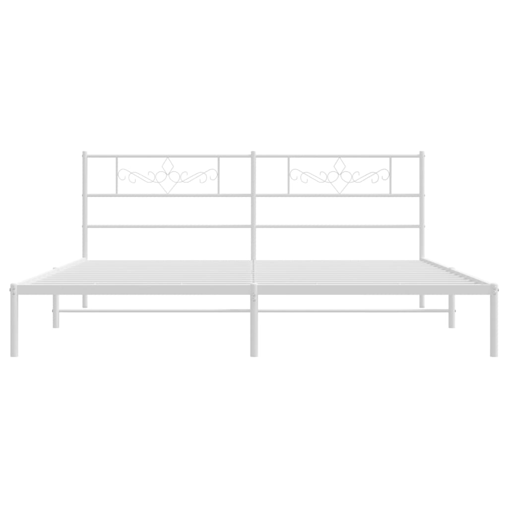 Estrutura de cama com cabeceira 193x203 cm metal branco