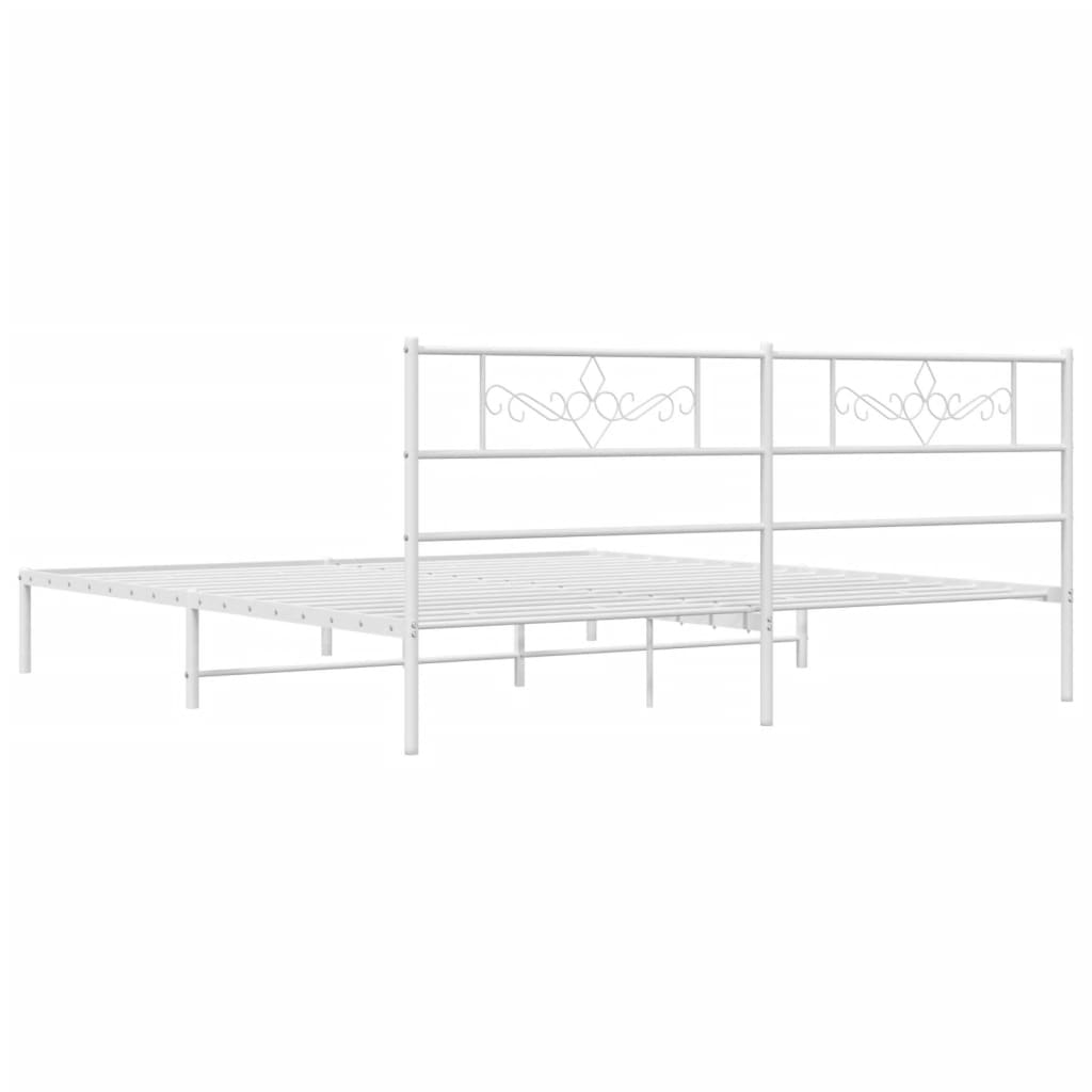 Estrutura de cama com cabeceira 193x203 cm metal branco